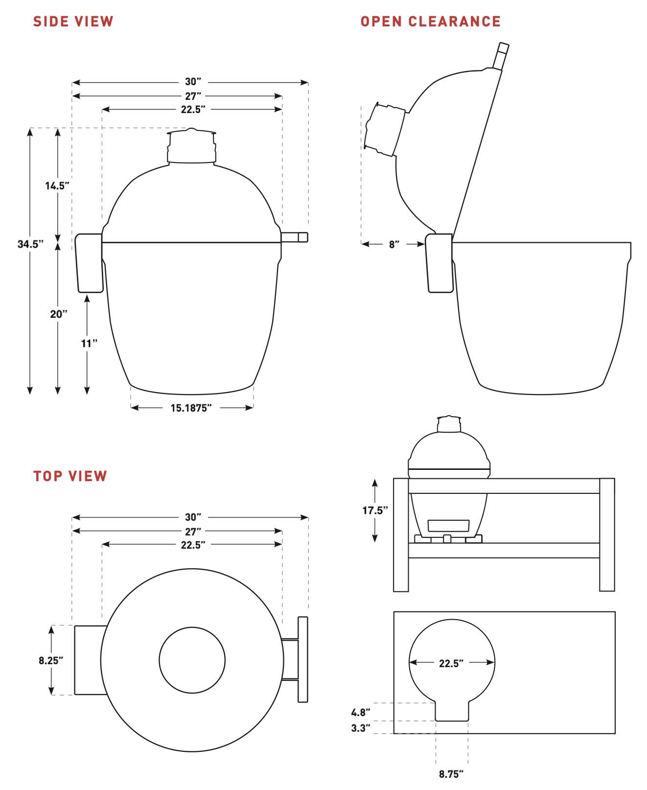 Kamado Joe Classic 3 Standalone Dimensions & Installation Guide